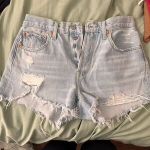 Levi's Light Blue Distressed Jean Shorts